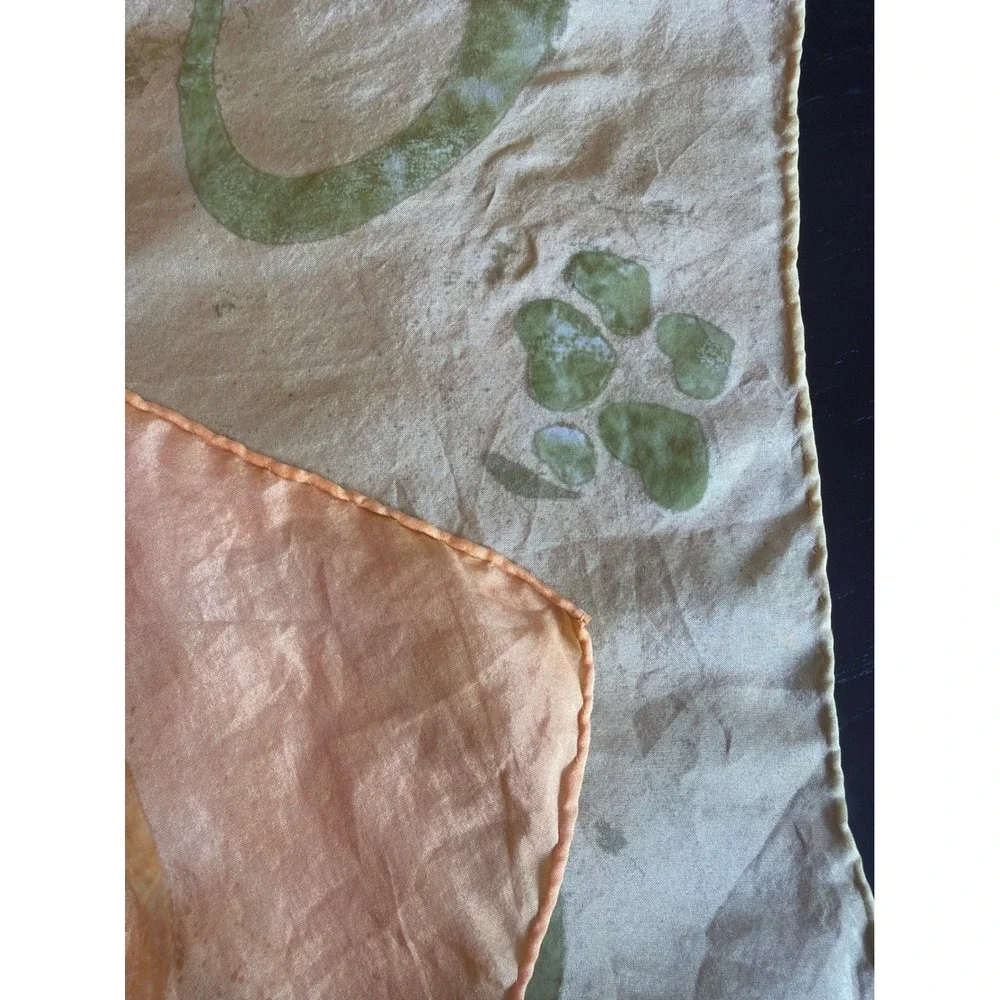 Silk Scarf Pink Yellow Ombre Paw Print Circle Art Scarf Rectangular